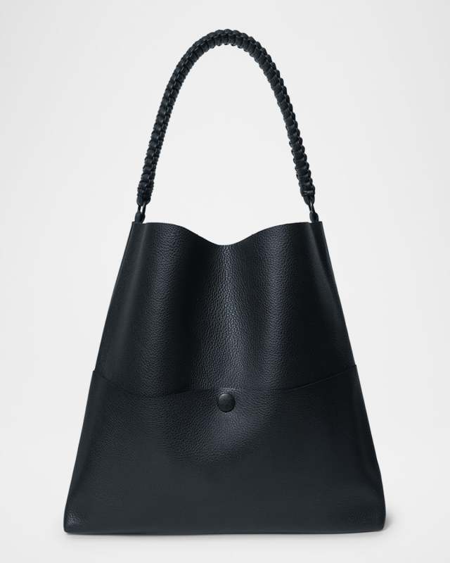 Slim Medium Grained Leather Tote Bag